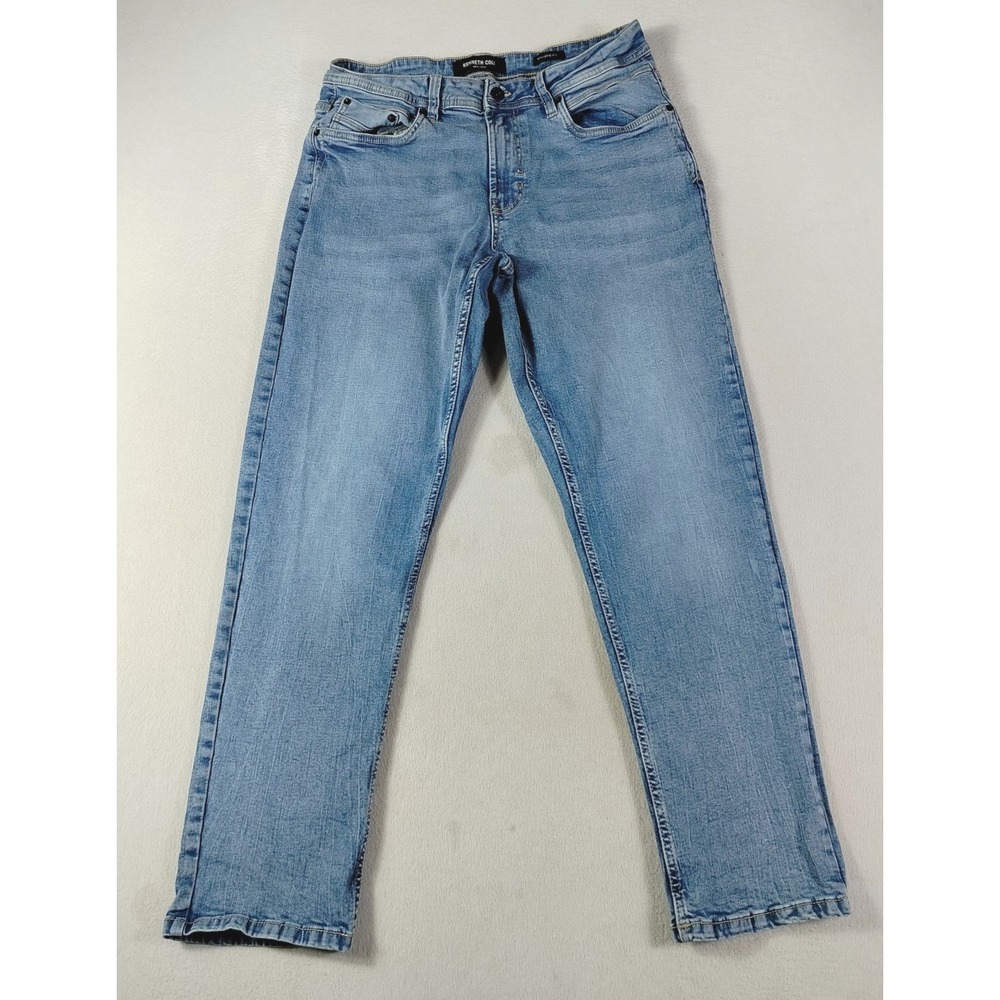 Kenneth Cole Jeans Mens 32x30 Light Wash Blue Athletic Fit Straight Stretch